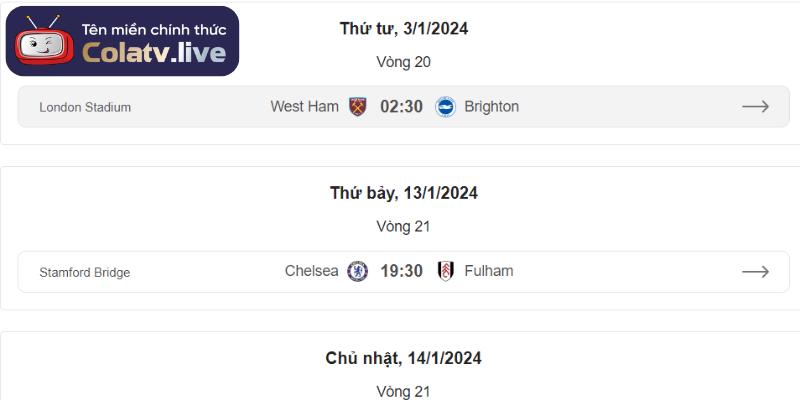 Lịch thi đấu – Cập nhật thời gian đối đầu của các giải đấu